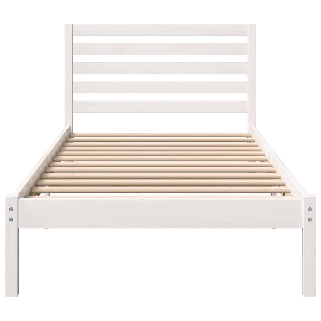 Sengestel med hovedgærde Hvid 75 x 190 cm Massiv fyrretræ