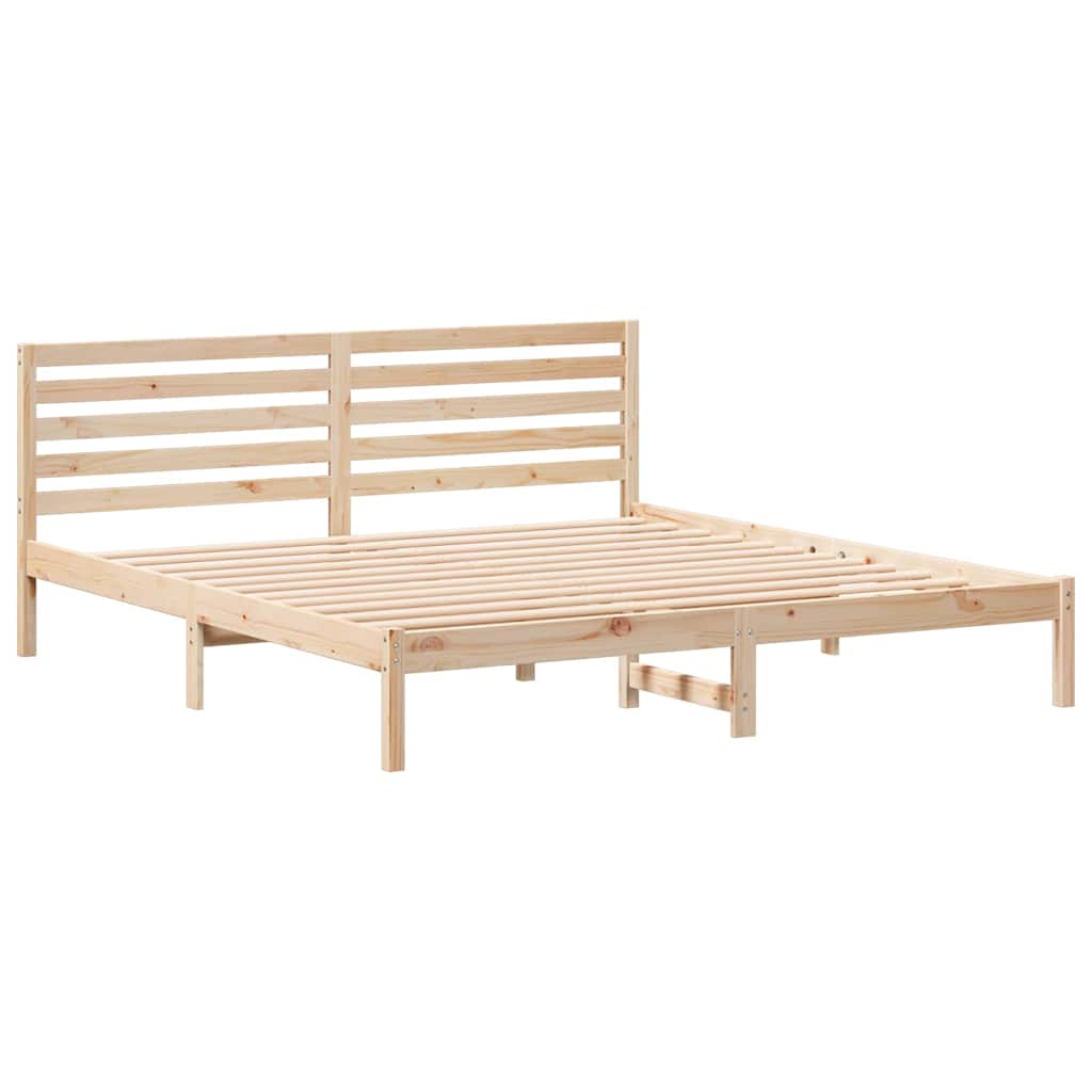 Sengestel med hovedgærde Brun 180 x 200 cm Massiv fyrretræ