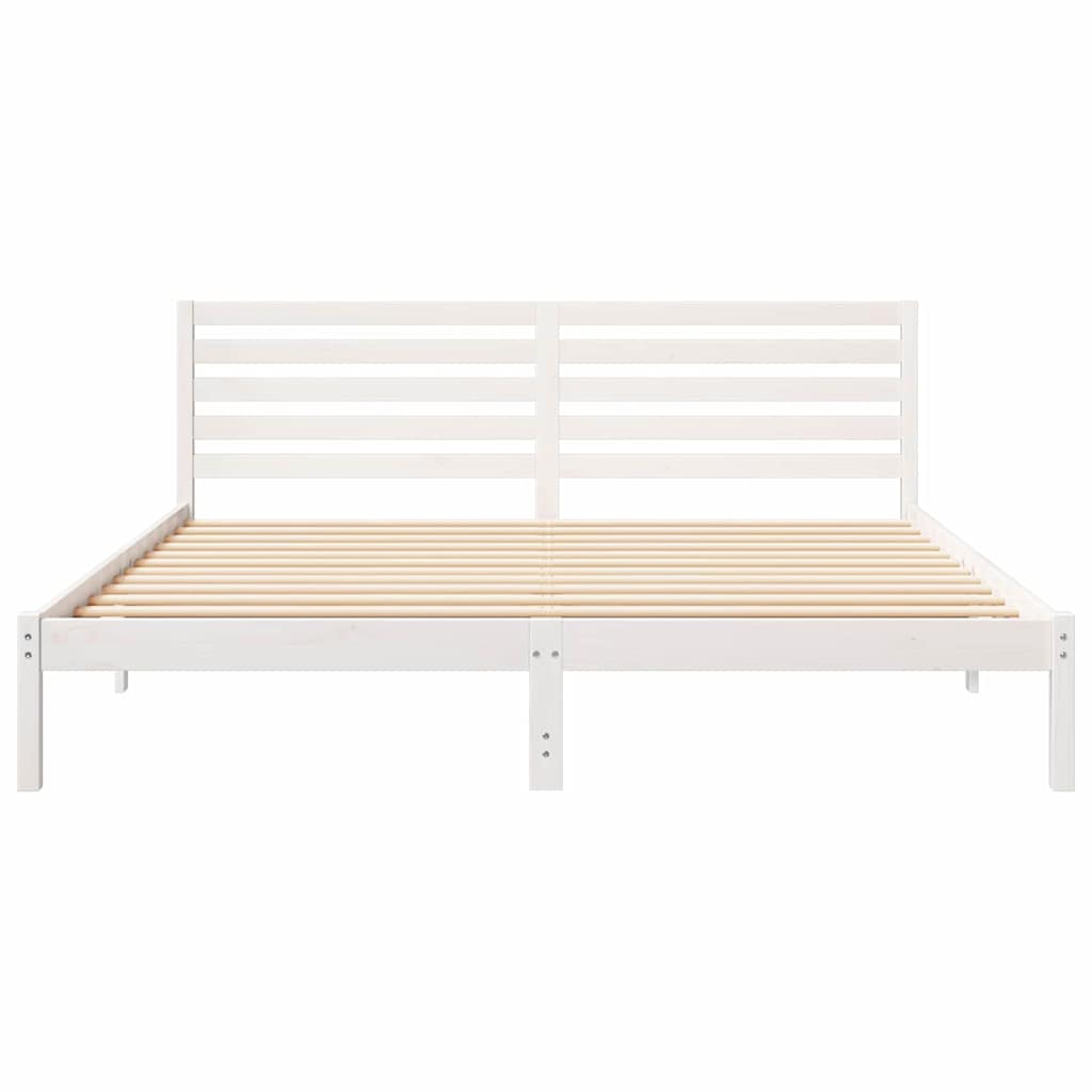 Sengestel med hovedgærde Hvid 180 x 200 cm Massiv fyrretræ