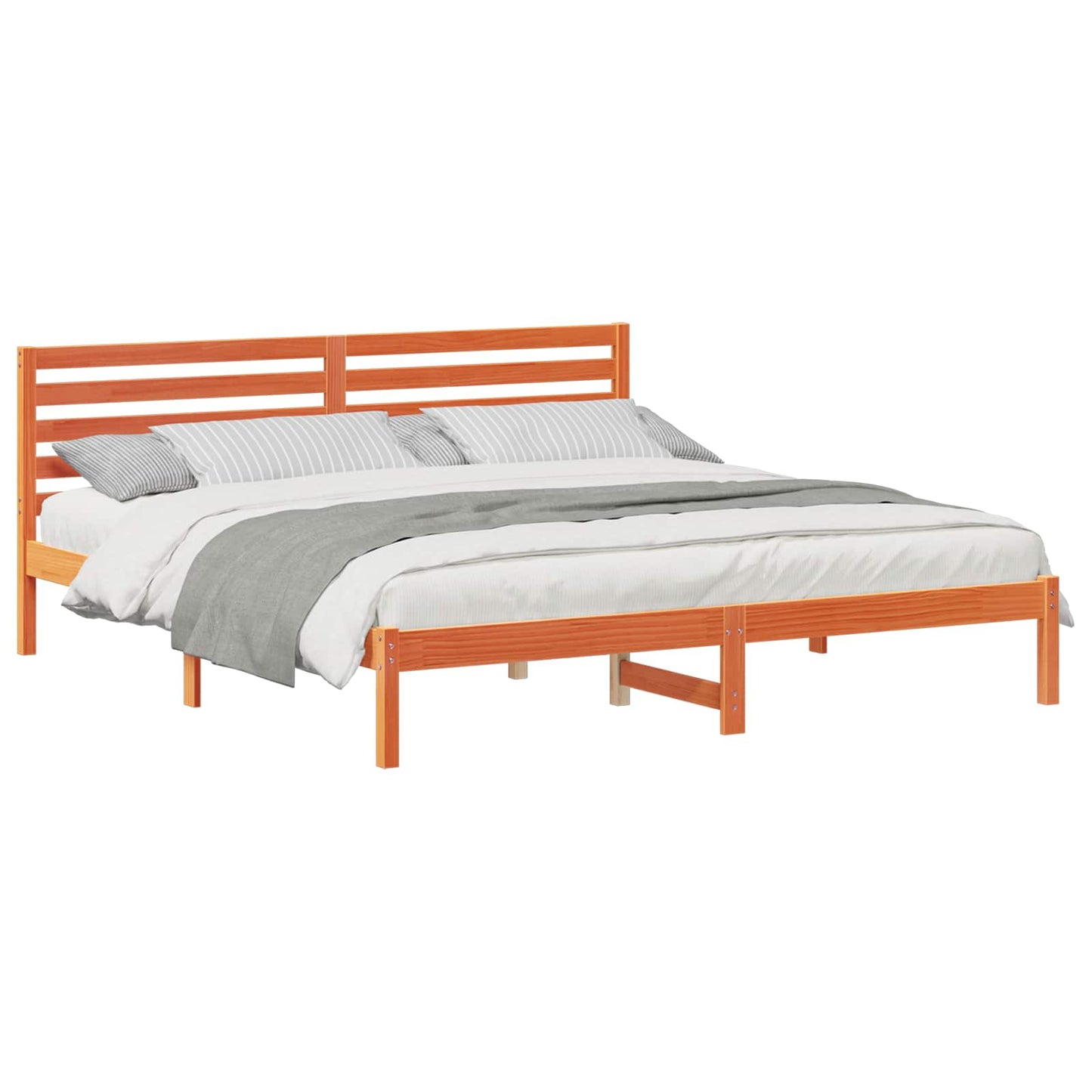 Sengestel med hovedgærde Voks brun 180 x 200 cm Massiv fyrretræ