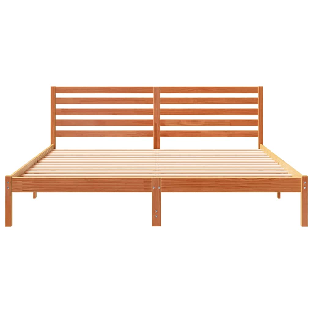 Sengestel med hovedgærde Voks brun 180 x 200 cm Massiv fyrretræ