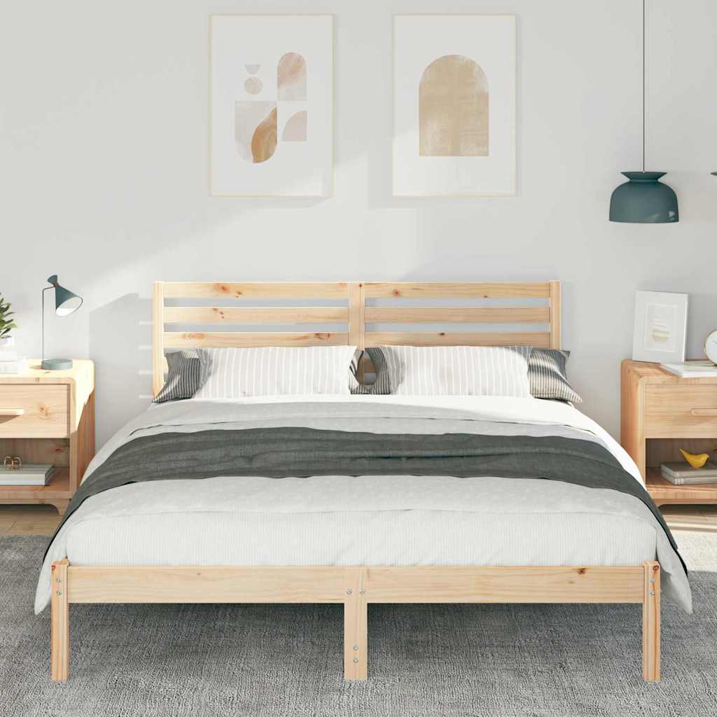 Sengestel med hovedgærde Brun 160 x 200 cm Massiv fyrretræ