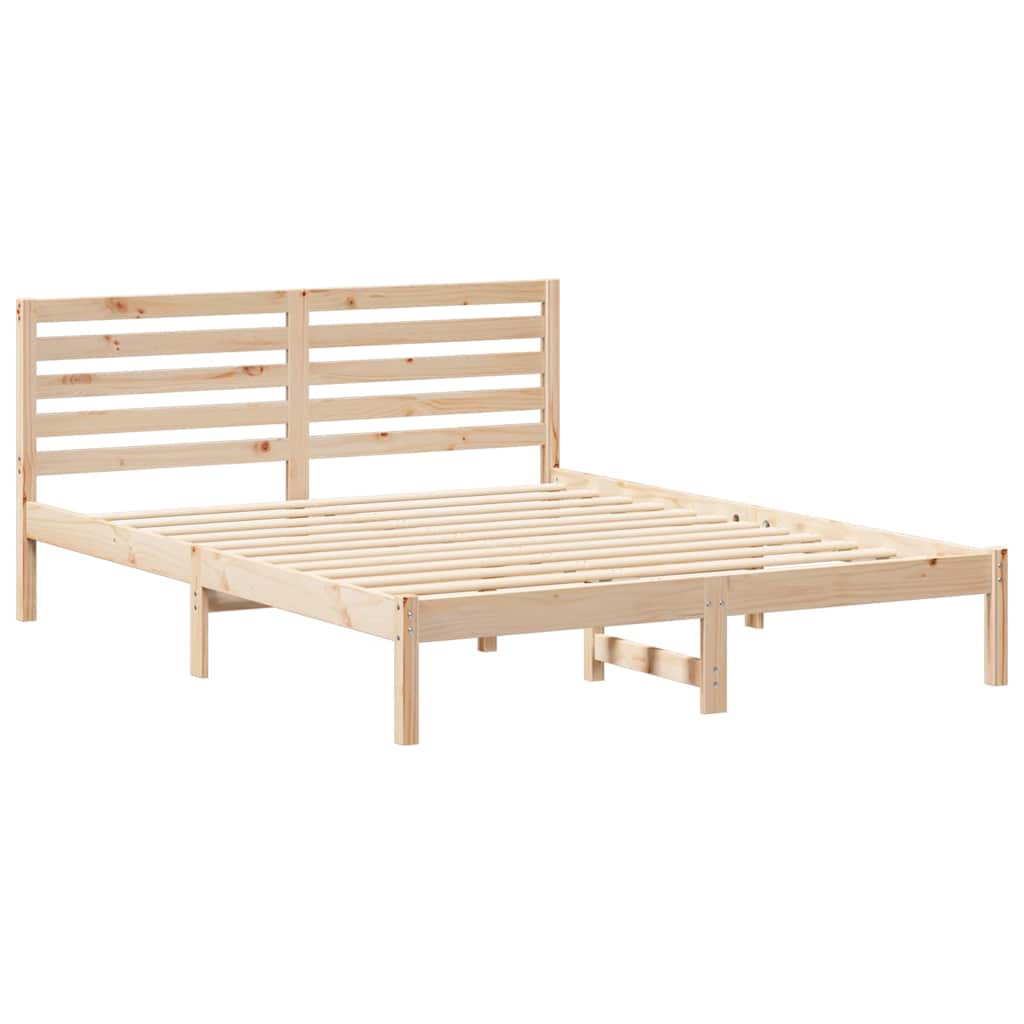 Sengestel med hovedgærde Brun 160 x 200 cm Massiv fyrretræ