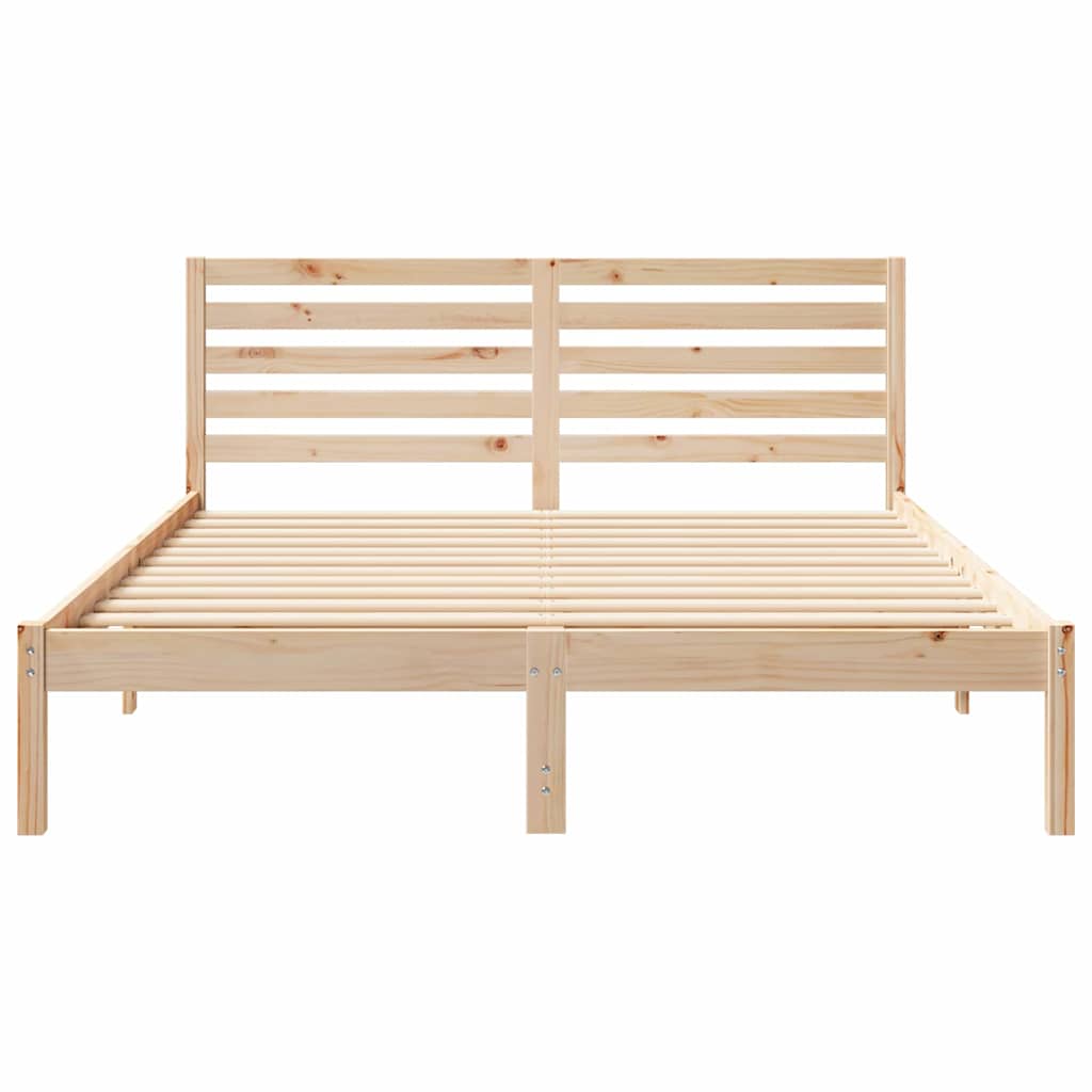 Sengestel med hovedgærde Brun 160 x 200 cm Massiv fyrretræ