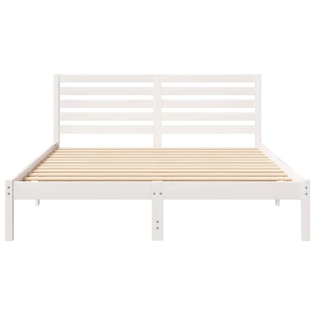 Sengestel med hovedgærde Hvid 160 x 200 cm Massiv fyrretræ