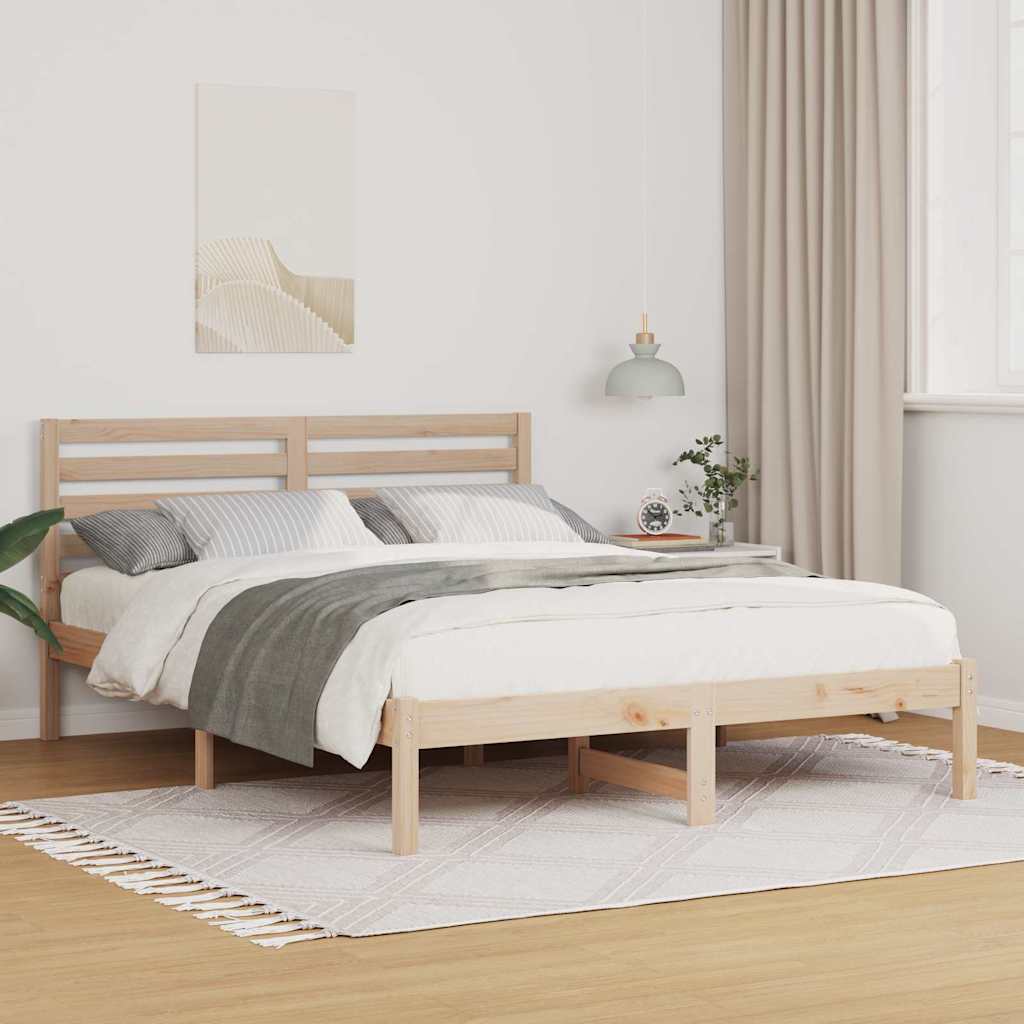 Sengestel med hovedgærde Brun 120 x 200 cm Massiv fyrretræ