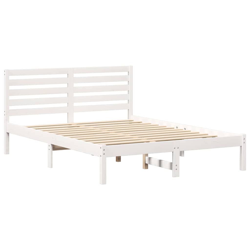 Sengestel med hovedgærde Hvid 120 x 200 cm Massiv fyrretræ