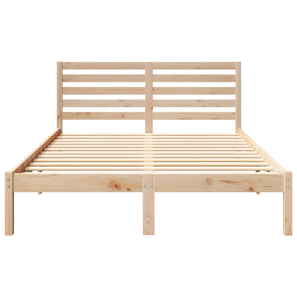 Sengestel med hovedgærde Brun 120 x 190 cm Massiv fyrretræ
