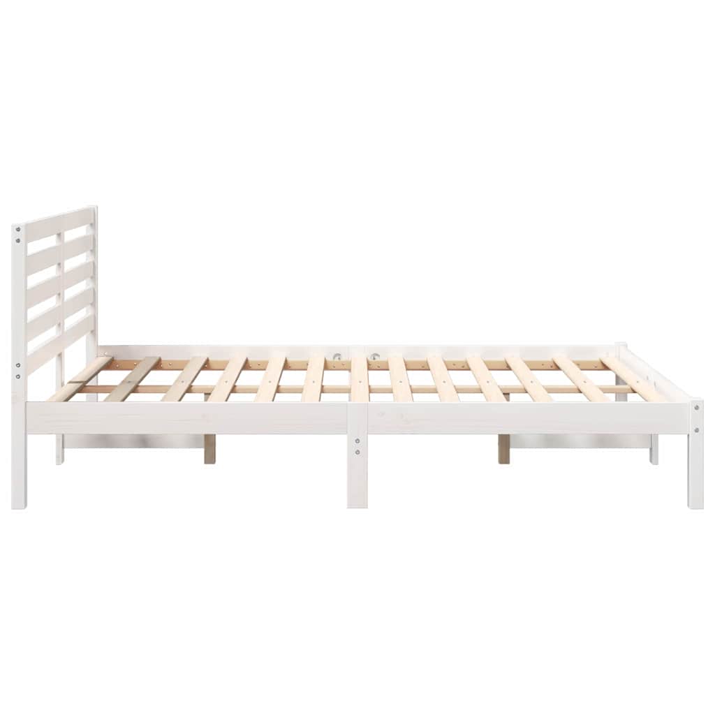 Sengestel med hovedgærde Hvid 120 x 190 cm Massiv fyrretræ