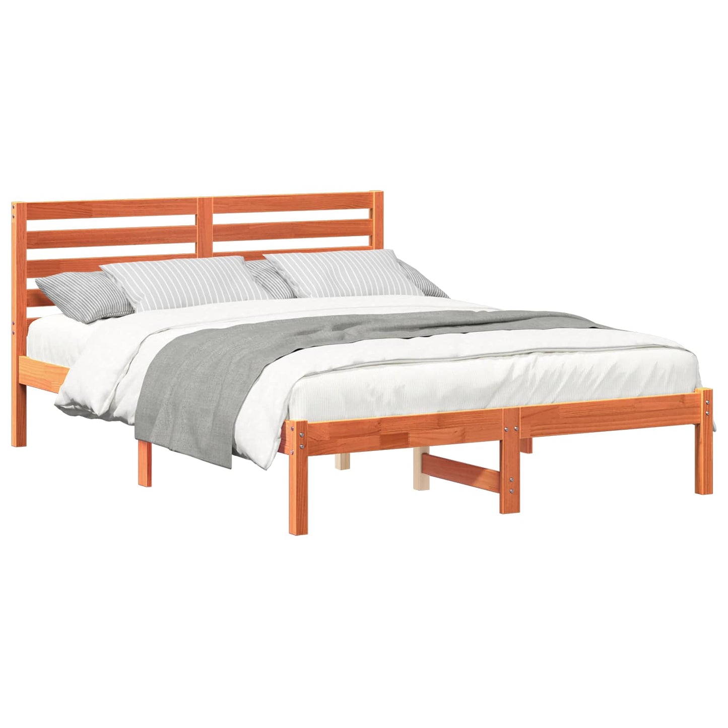 Sengestel med hovedgærde Voks brun 120 x 190 cm Massiv fyrretræ