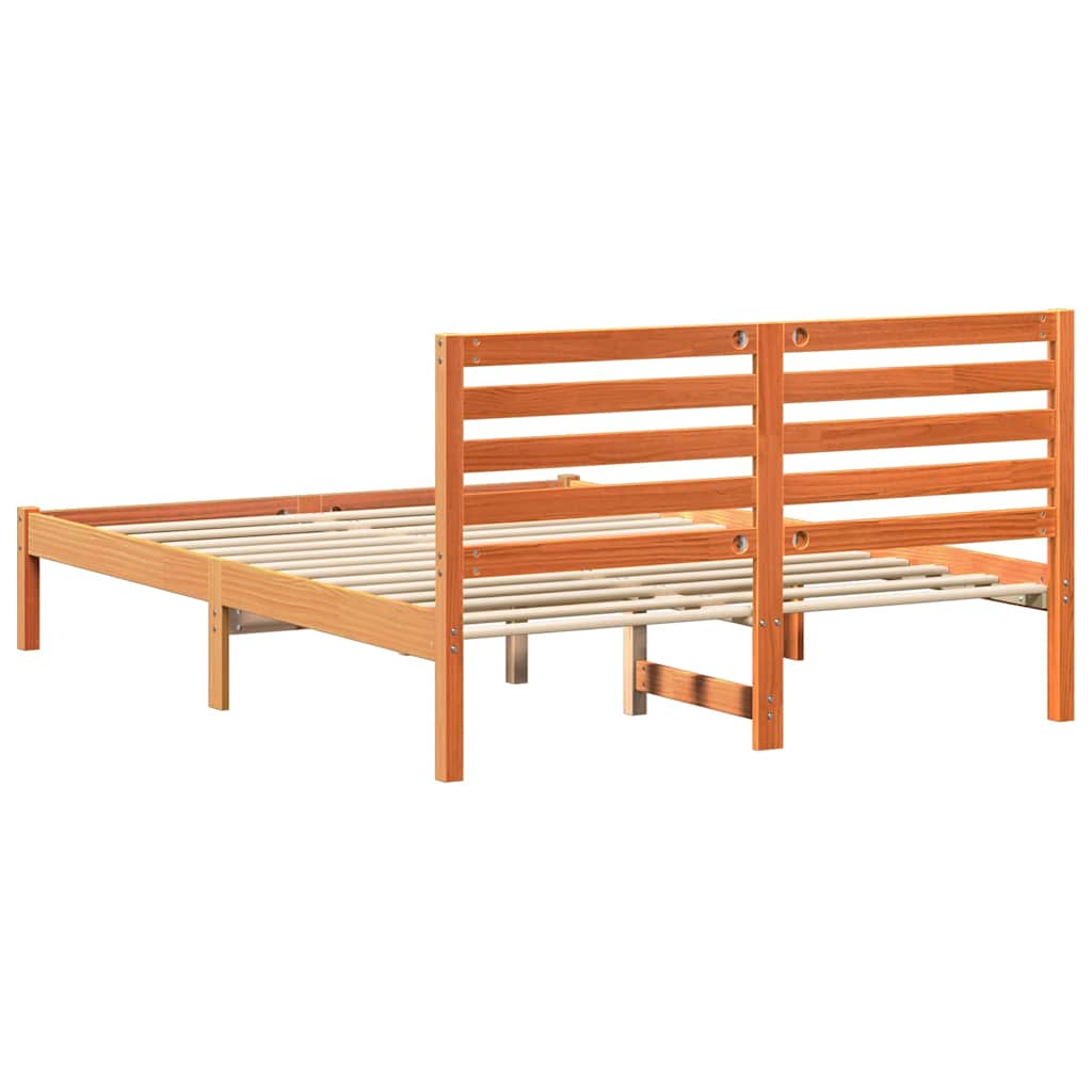 Sengestel med hovedgærde Voks brun 120 x 190 cm Massiv fyrretræ