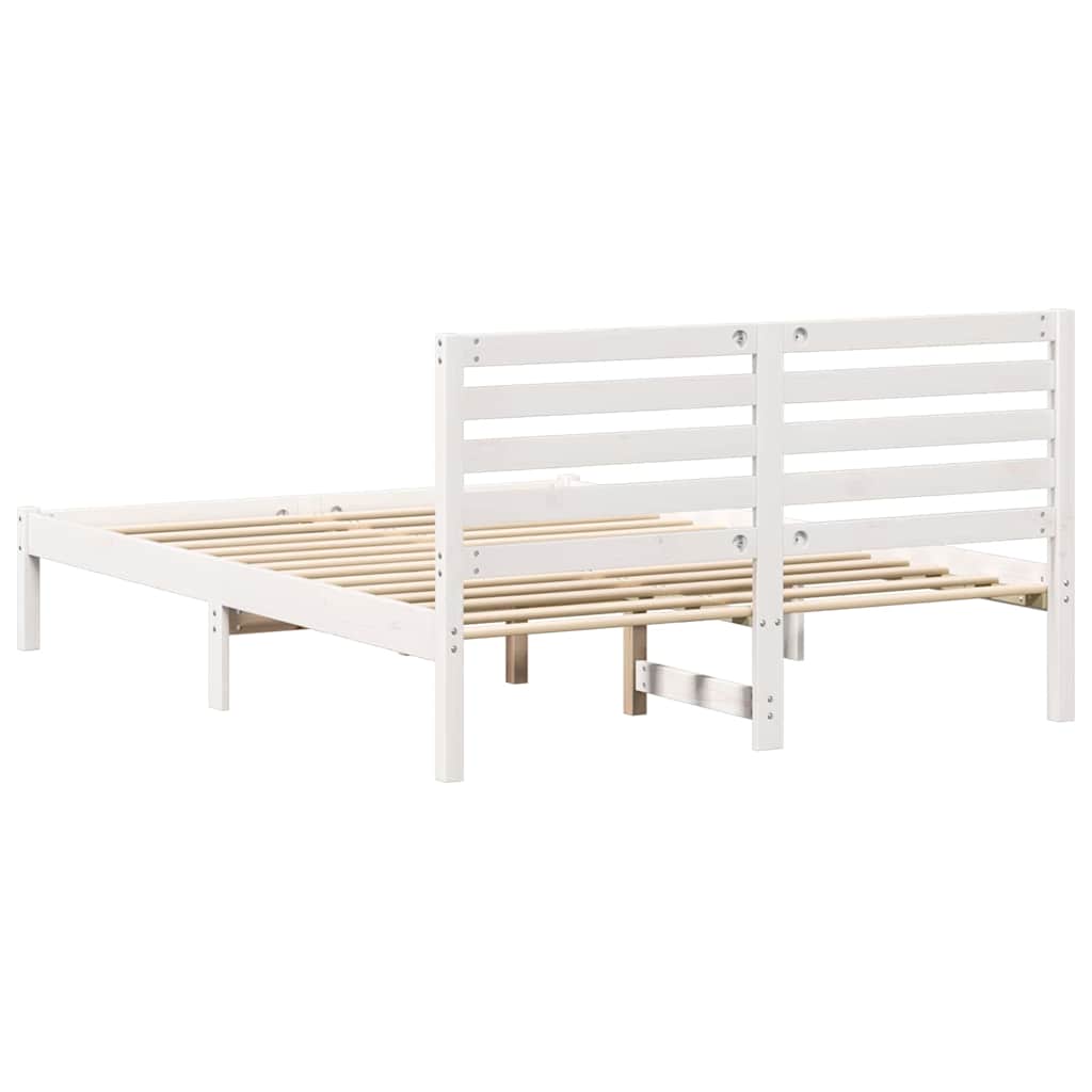 Sengestel med hovedgærde Hvid 140 x 190 cm Massiv fyrretræ