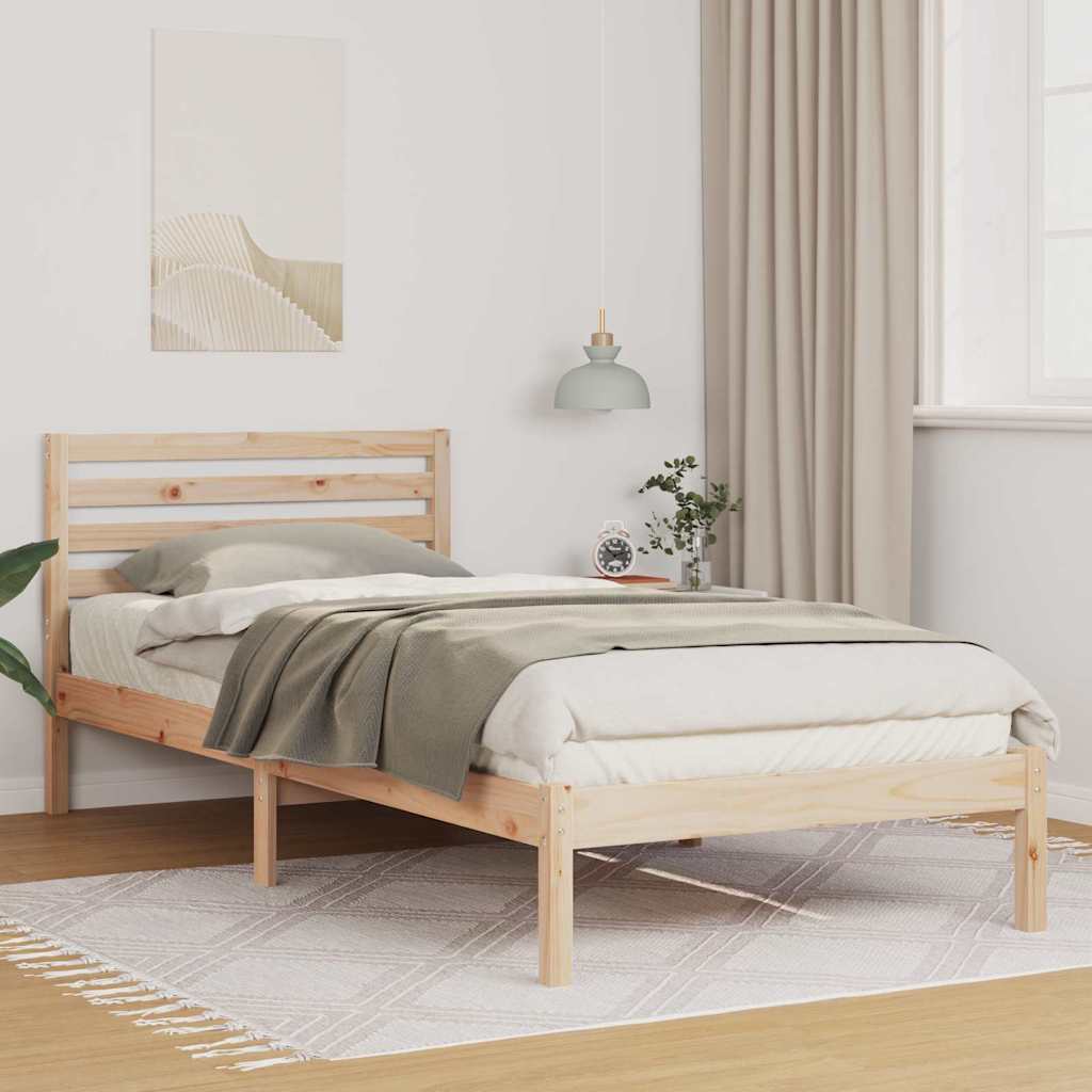 Sengestel med hovedgærde Brun 80 x 210 cm Massiv fyrretræ