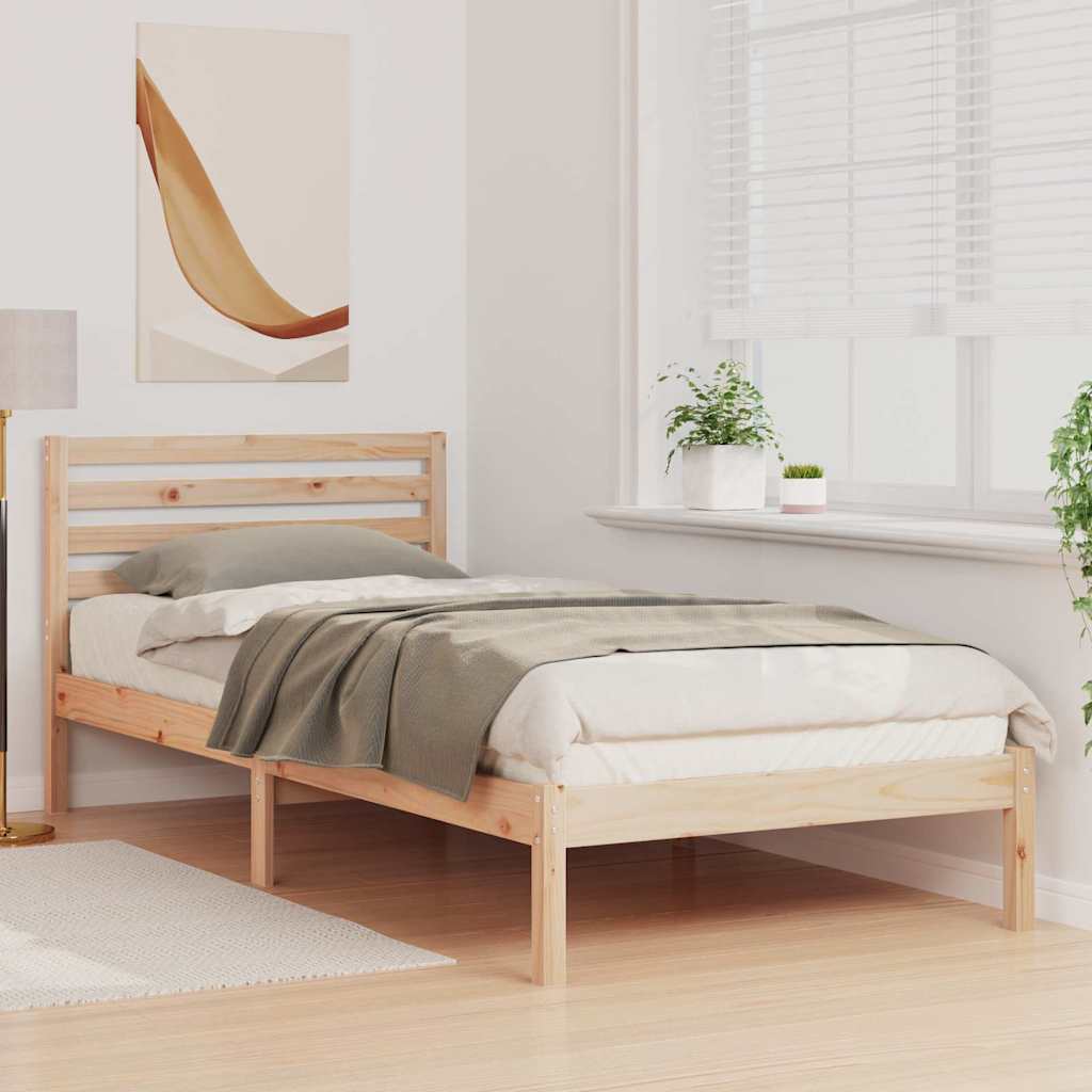 Sengestel med hovedgærde Brun 80 x 210 cm Massiv fyrretræ