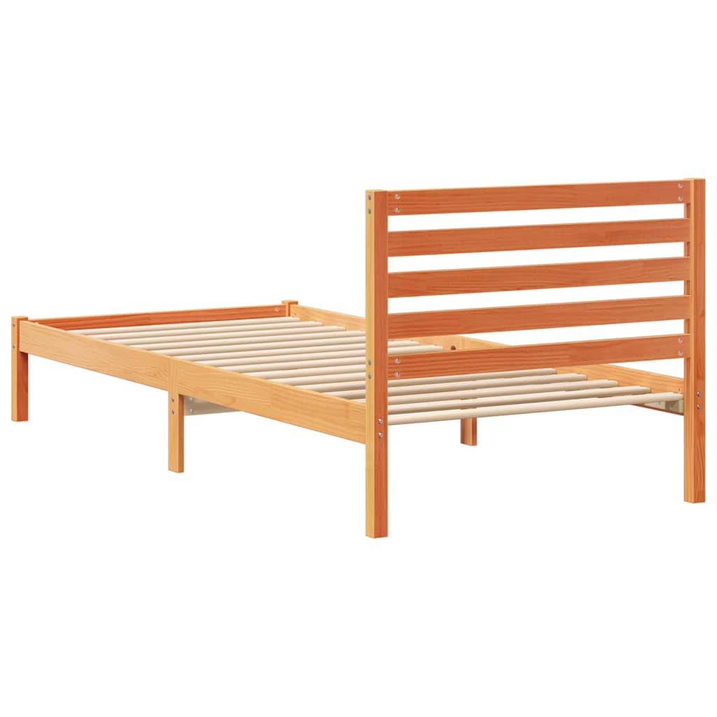 Sengestel med hovedgærde Voks brun 80 x 210 cm Massiv fyrretræ