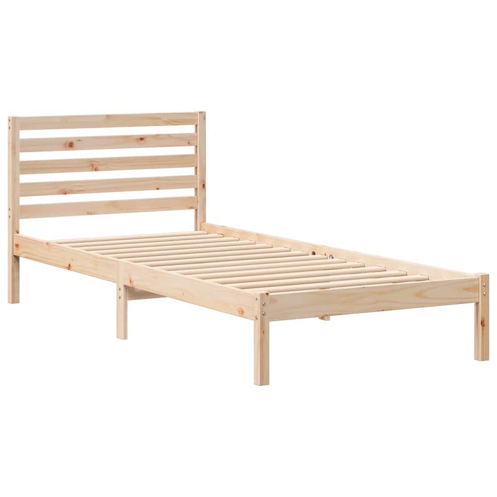 Sengestel med hovedgærde Brun 90 x 210 cm Massiv fyrretræ