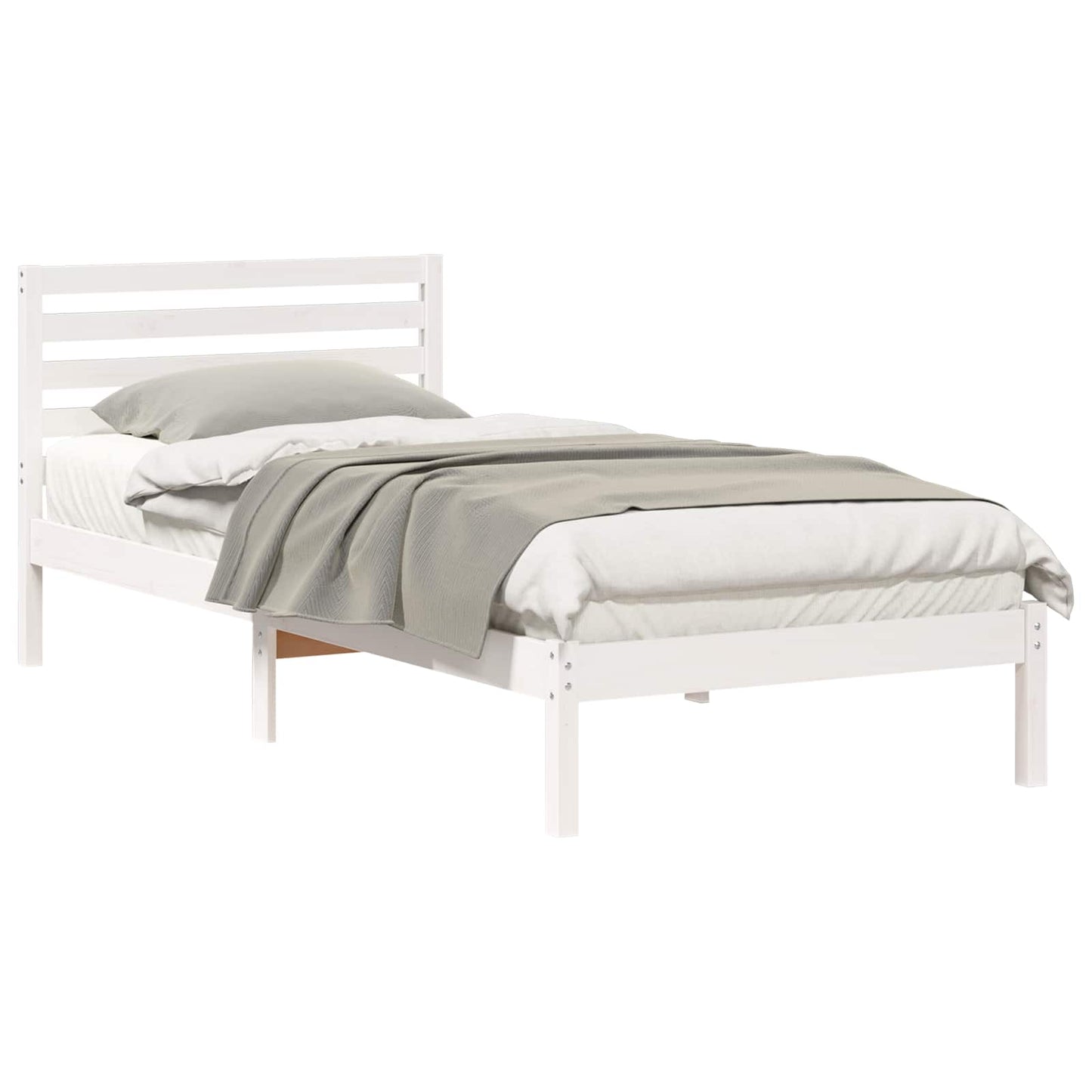 Sengestel med hovedgærde Hvid 100 x 210 cm Massiv fyrretræ