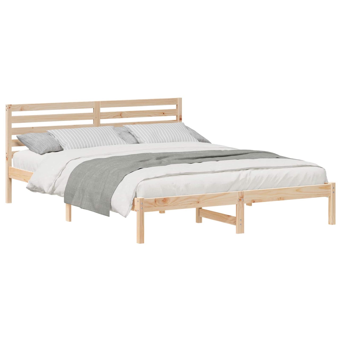 Sengestel med hovedgærde Brun 160 x 210 cm Massiv fyrretræ