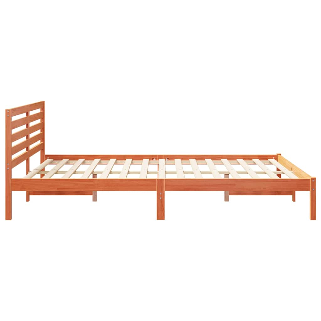 Sengestel med hovedgærde Voks brun 160 x 210 cm Massiv fyrretræ