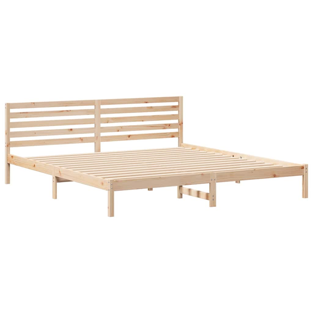 Sengestel med hovedgærde Brun 180 x 210 cm Massiv fyrretræ