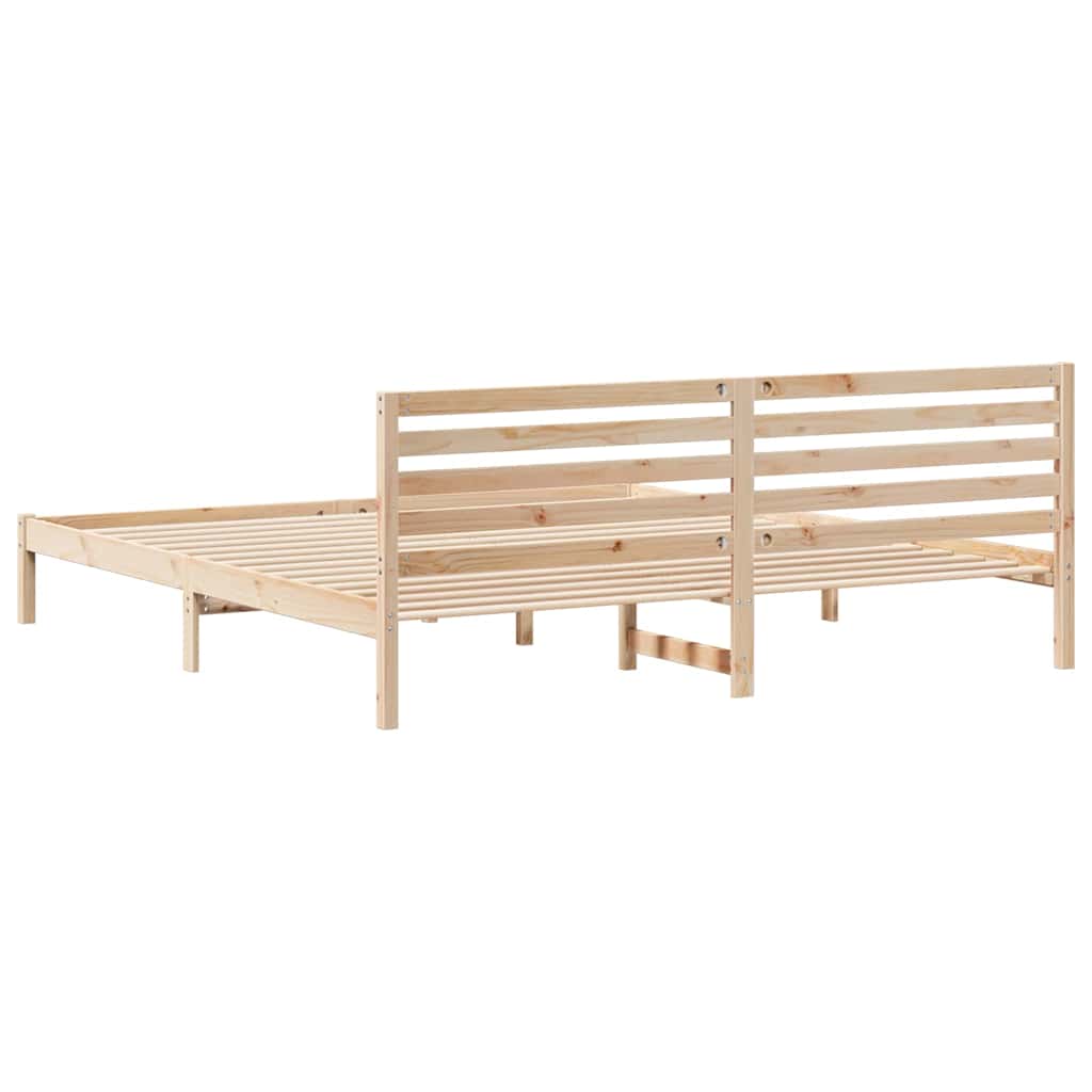 Sengestel med hovedgærde Brun 180 x 210 cm Massiv fyrretræ