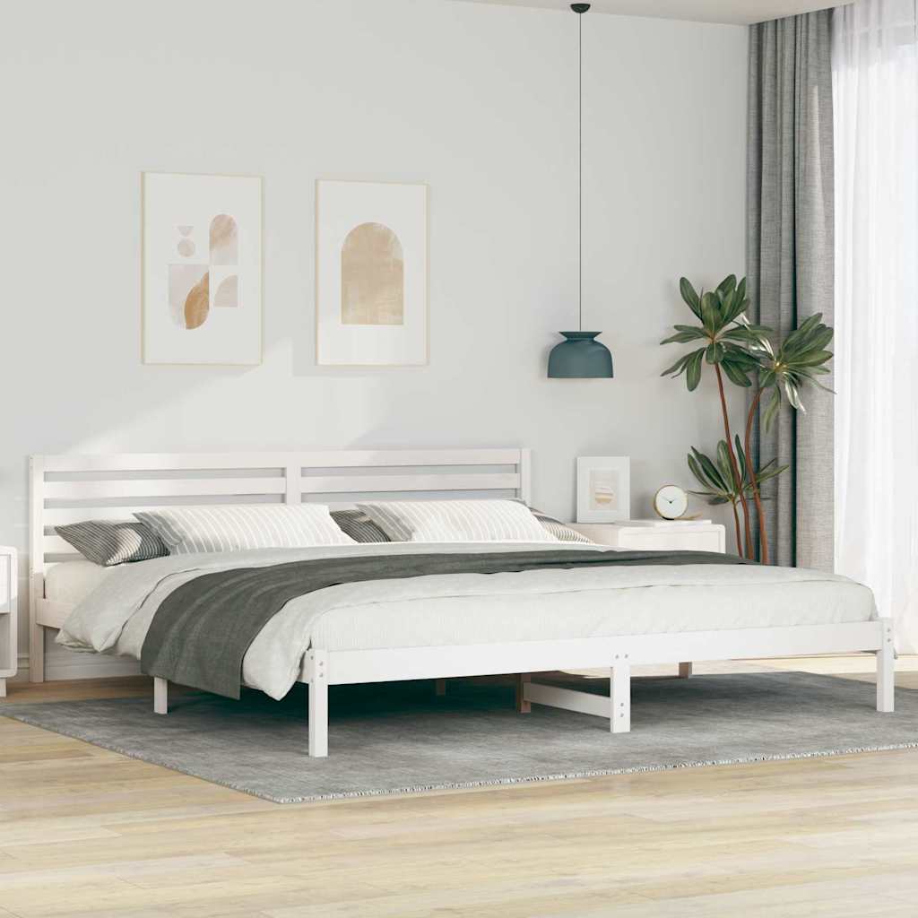 Sengestel med hovedgærde Hvid 180 x 210 cm Massiv fyrretræ