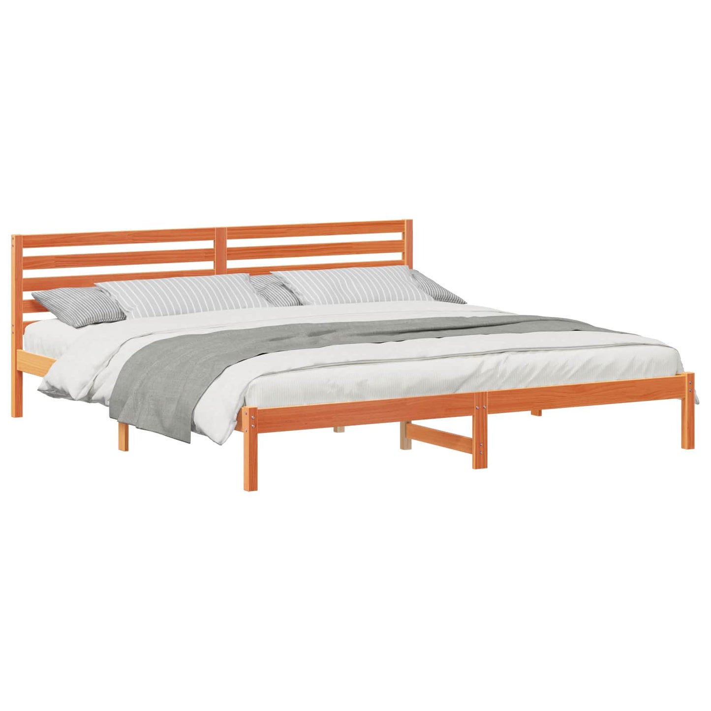 Sengestel med hovedgærde Voks brun 180 x 210 cm Massiv fyrretræ