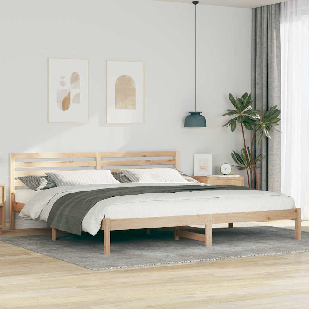 Sengestel med hovedgærde Brun 200 x 210 cm Massiv fyrretræ