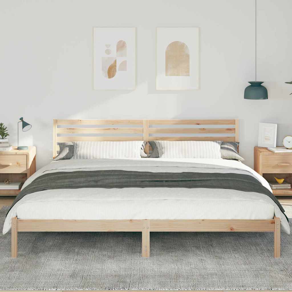 Sengestel med hovedgærde Brun 200 x 210 cm Massiv fyrretræ