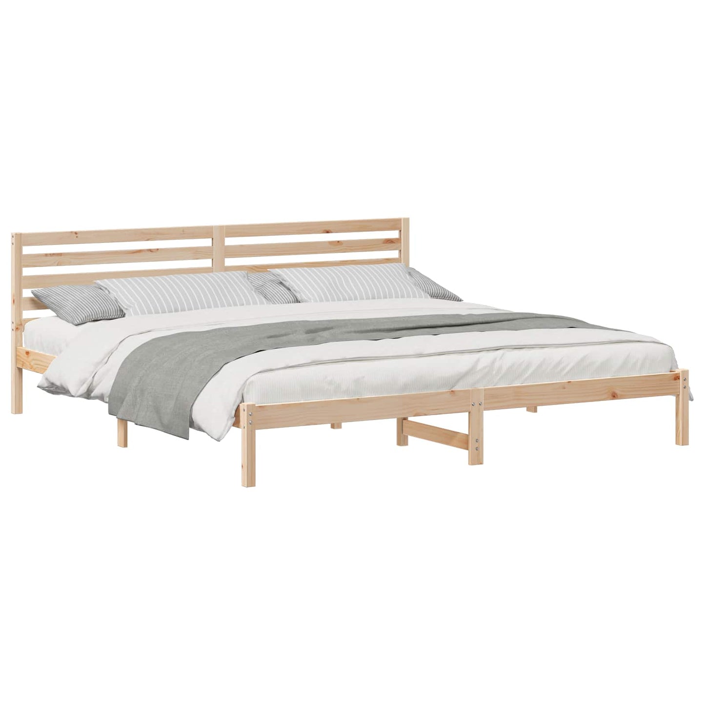 Sengestel med hovedgærde Brun 200 x 210 cm Massiv fyrretræ