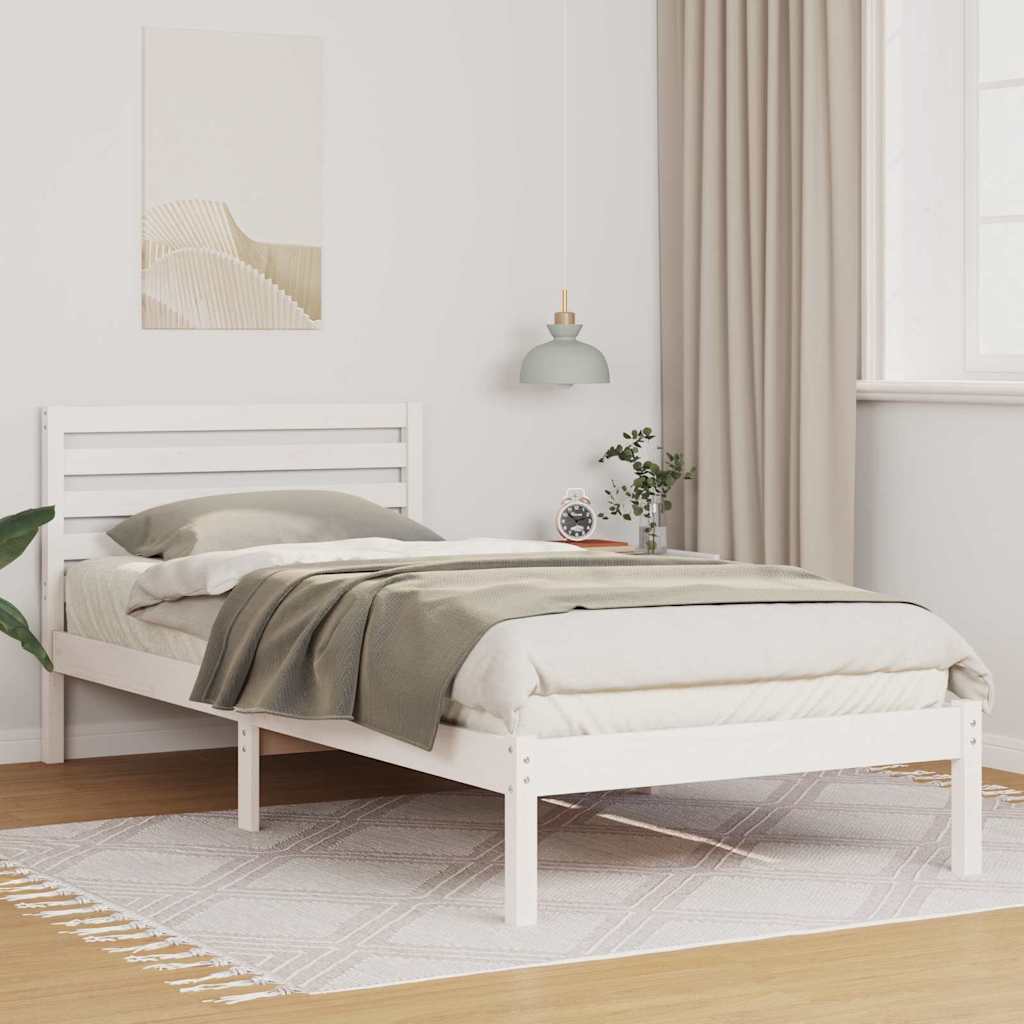 Sengestel med hovedgærde Hvid 80 x 220 cm Massiv fyrretræ