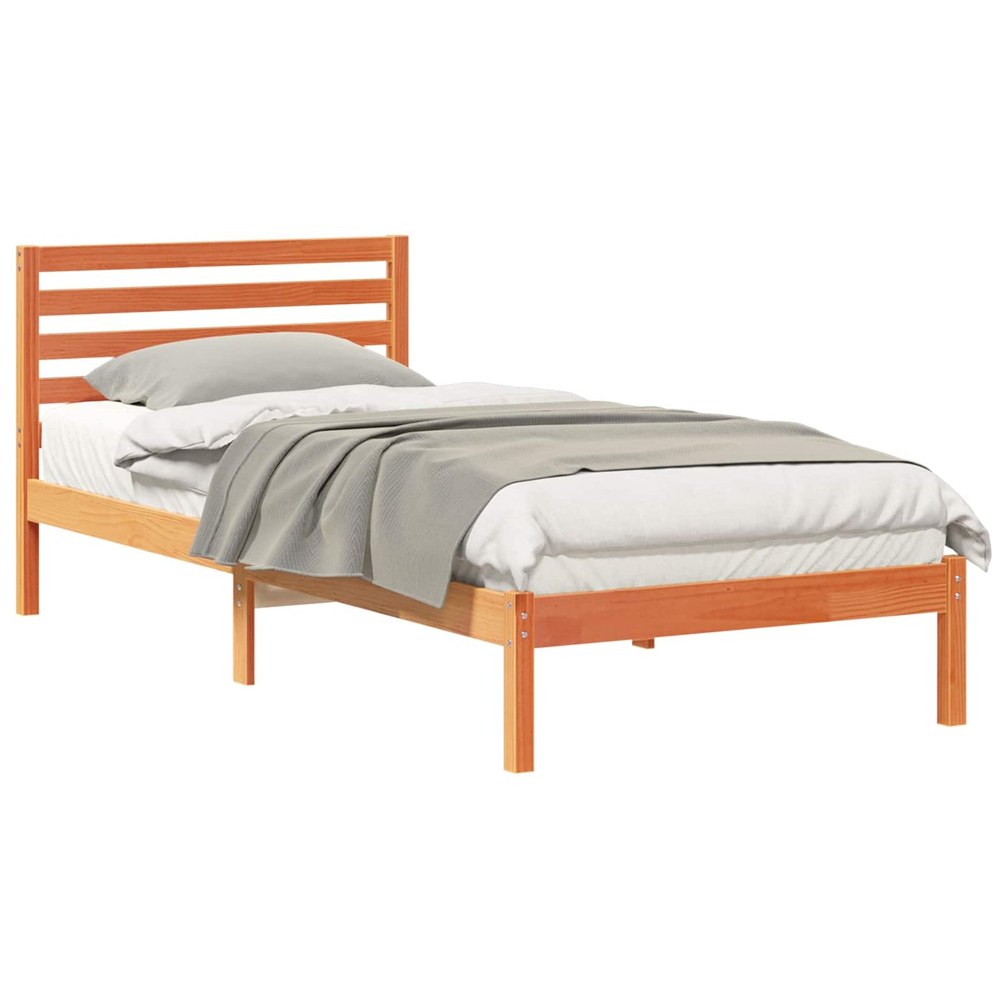 Sengestel med hovedgærde Voks brun 80 x 220 cm Massiv fyrretræ