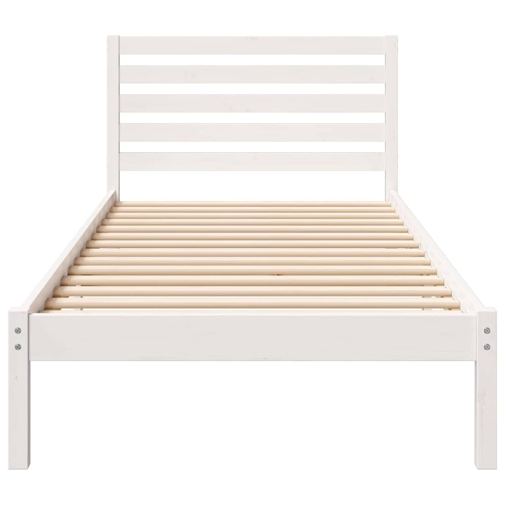 Sengestel med hovedgærde Hvid 90 x 220 cm Massiv fyrretræ