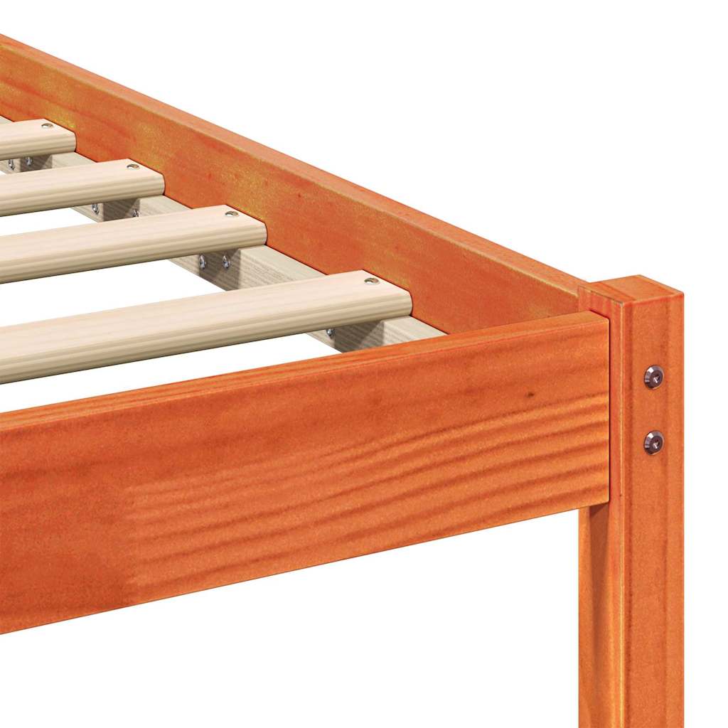Sengestel med hovedgærde Voks brun 90 x 220 cm Massiv fyrretræ