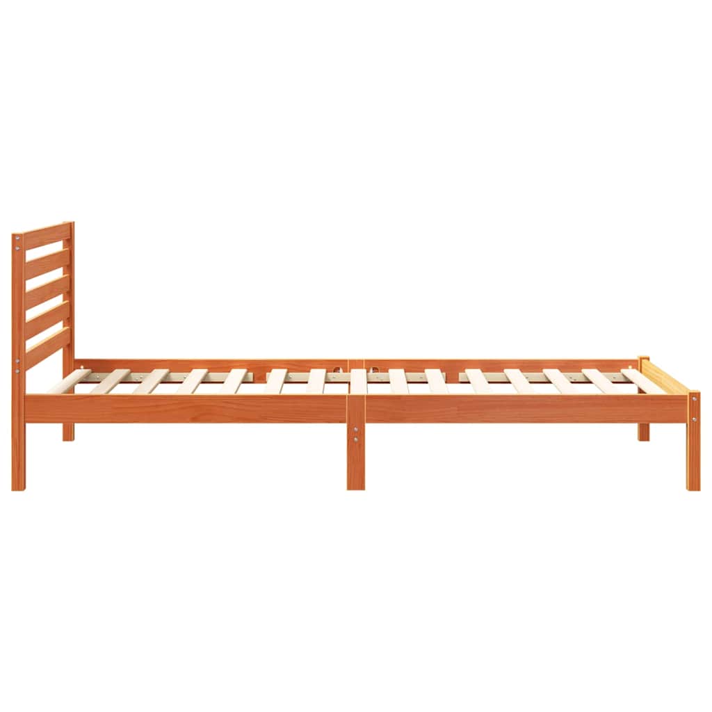 Sengestel med hovedgærde Voks brun 90 x 220 cm Massiv fyrretræ