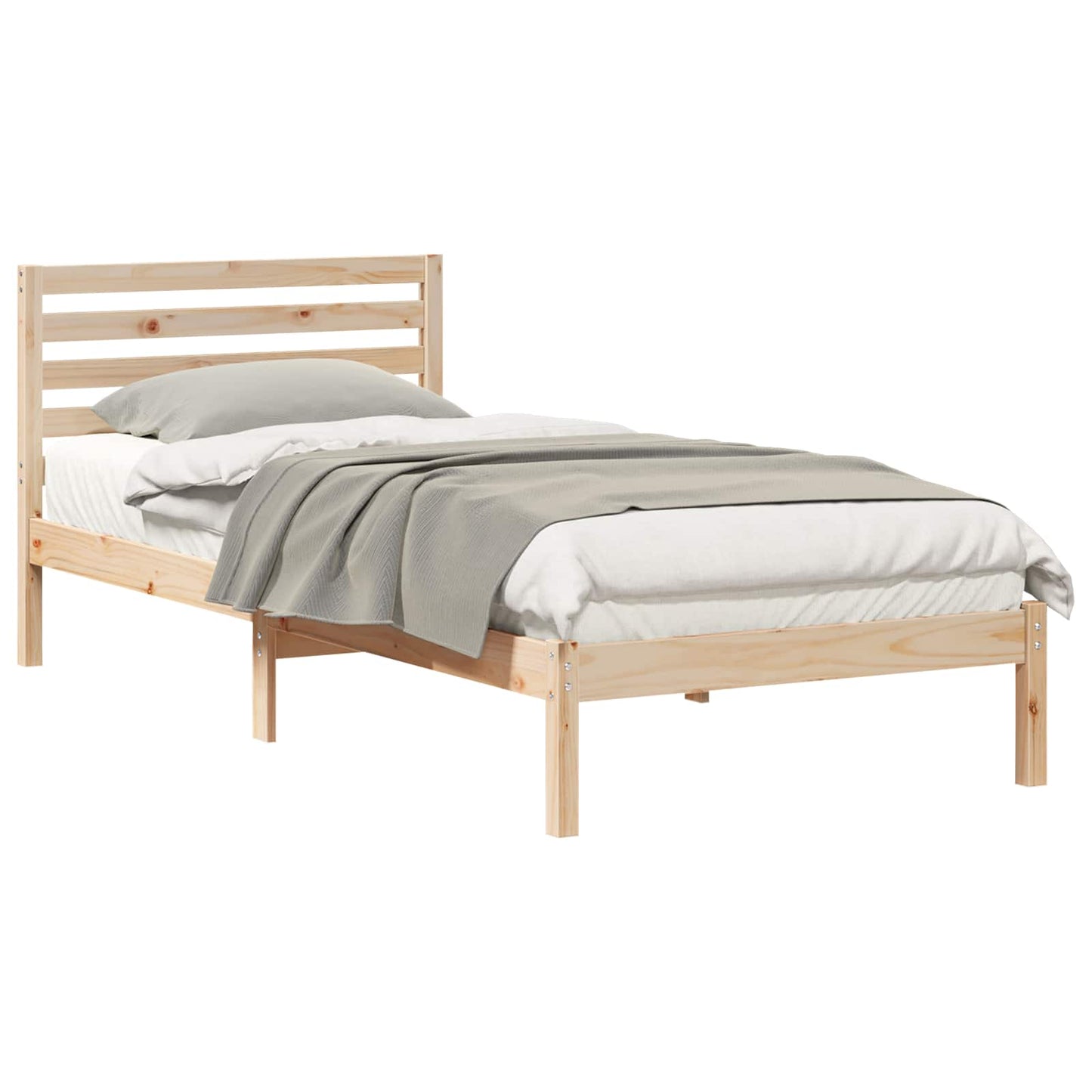 Sengestel med hovedgærde Brun 100 x 220 cm Massiv fyrretræ