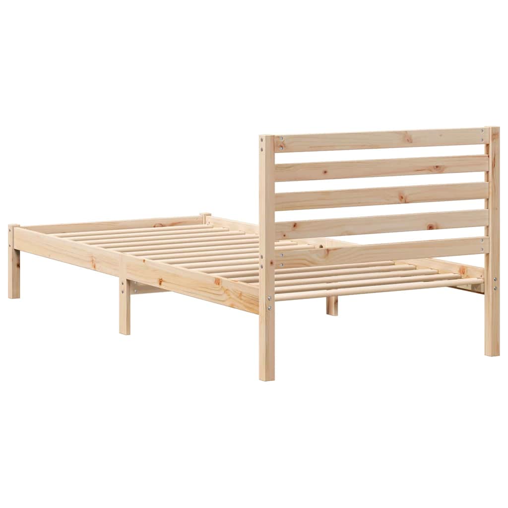Sengestel med hovedgærde Brun 100 x 220 cm Massiv fyrretræ