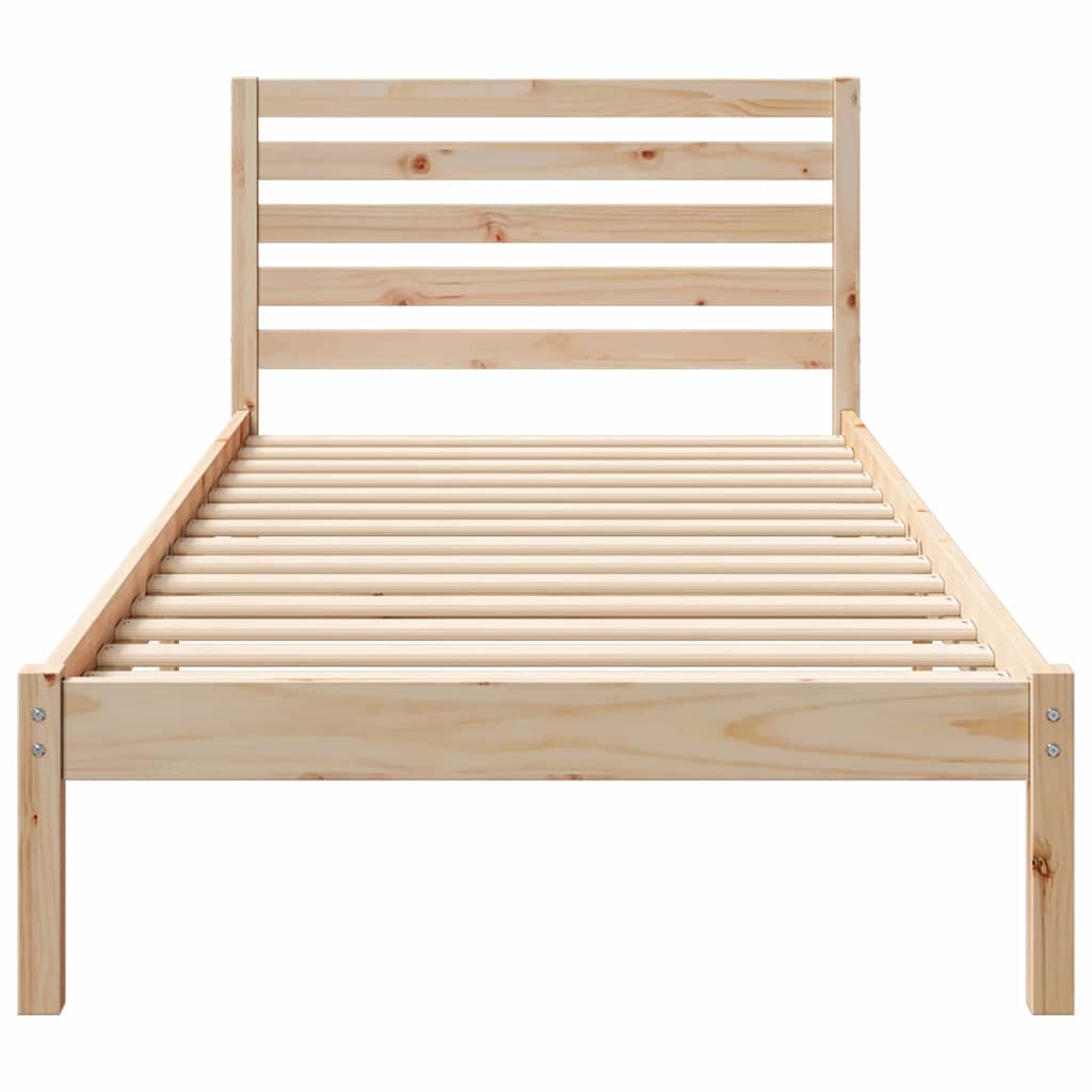 Sengestel med hovedgærde Brun 100 x 220 cm Massiv fyrretræ