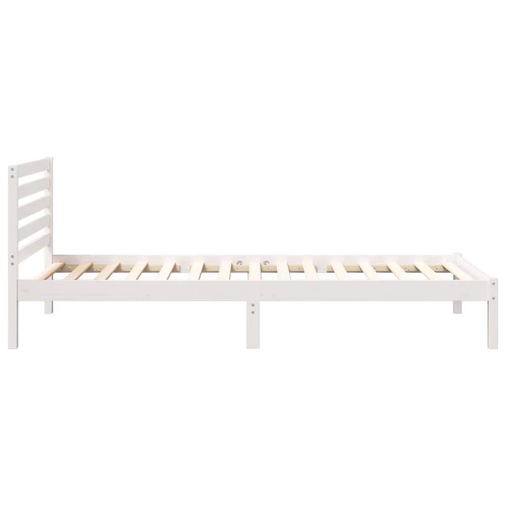 Sengestel med hovedgærde Hvid 100 x 220 cm Massiv fyrretræ