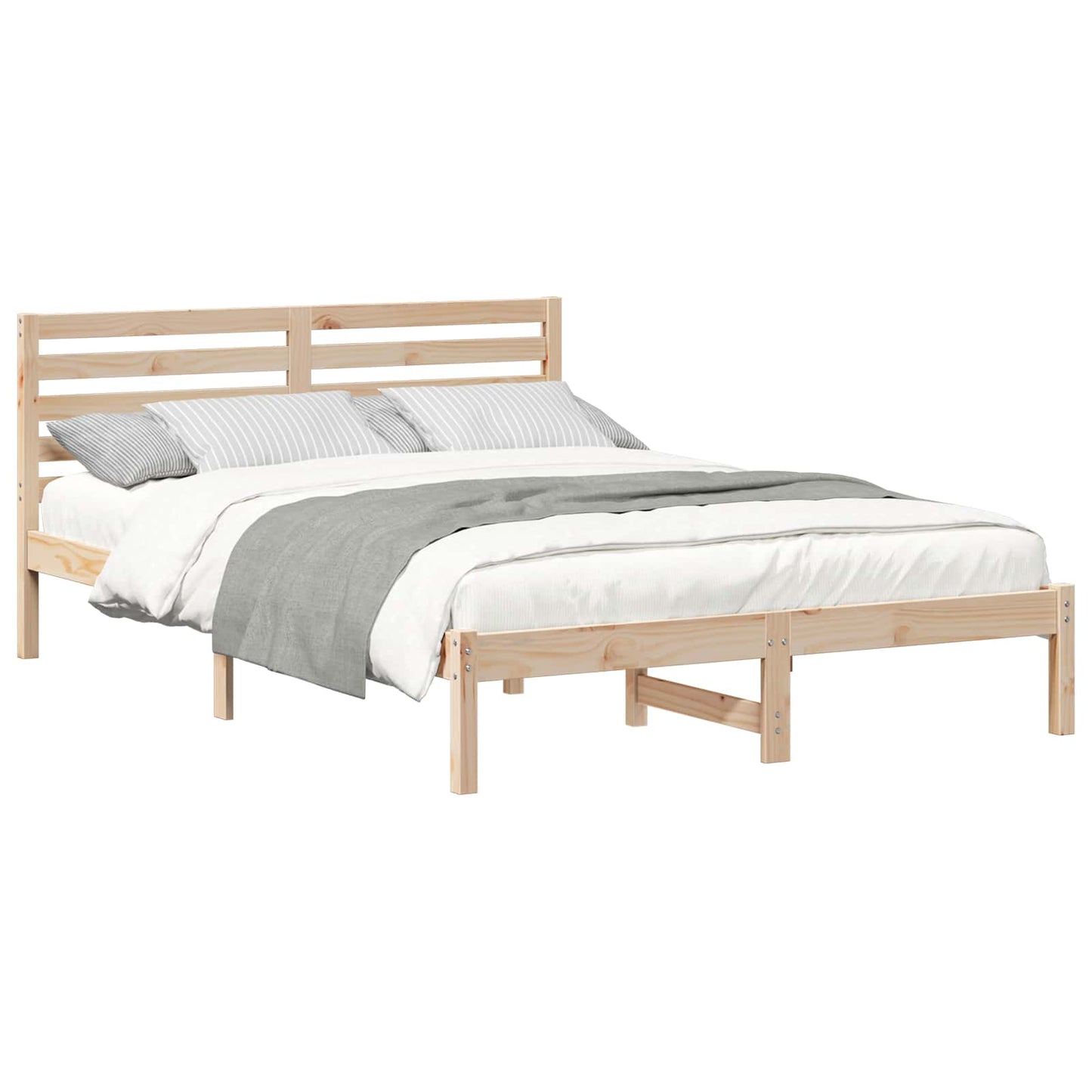 Sengestel med hovedgærde Brun 140 x 220 cm Massiv fyrretræ