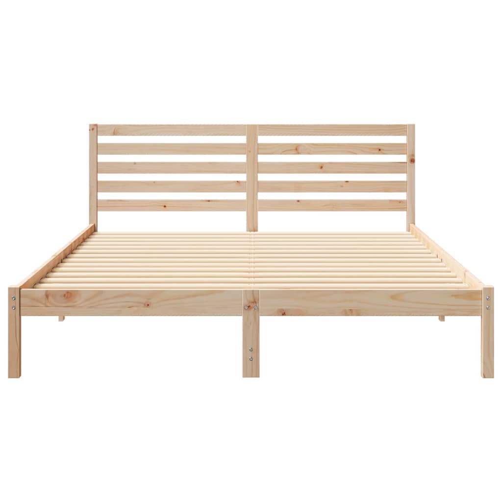 Sengestel med hovedgærde Brun 160 x 220 cm Massiv fyrretræ