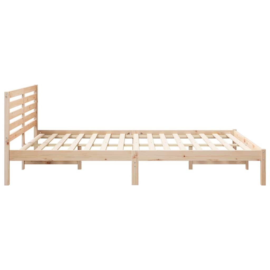 Sengestel med hovedgærde Brun 160 x 220 cm Massiv fyrretræ