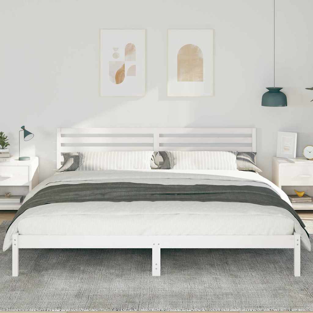 Sengestel med hovedgærde Hvid 180 x 220 cm Massiv fyrretræ