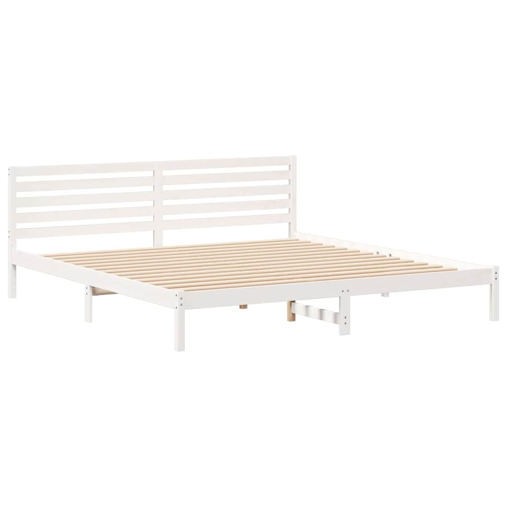 Sengestel med hovedgærde Hvid 180 x 220 cm Massiv fyrretræ