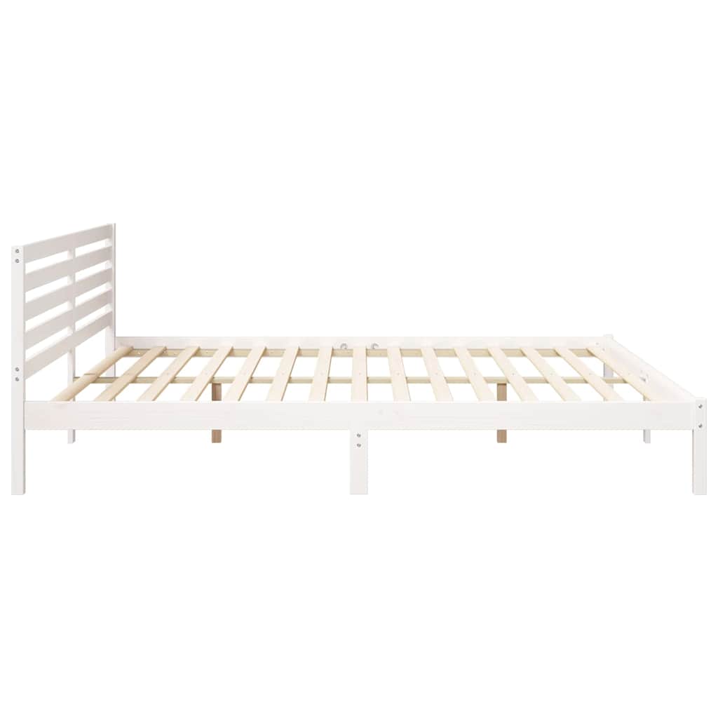 Sengestel med hovedgærde Hvid 180 x 220 cm Massiv fyrretræ