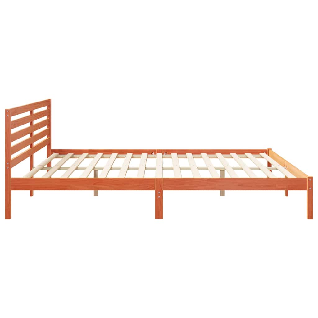 Sengestel med hovedgærde Voks brun 180 x 220 cm Massiv fyrretræ