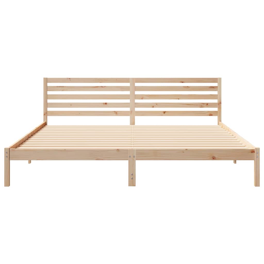 Sengestel med hovedgærde Brun 200 x 220 cm Massiv fyrretræ