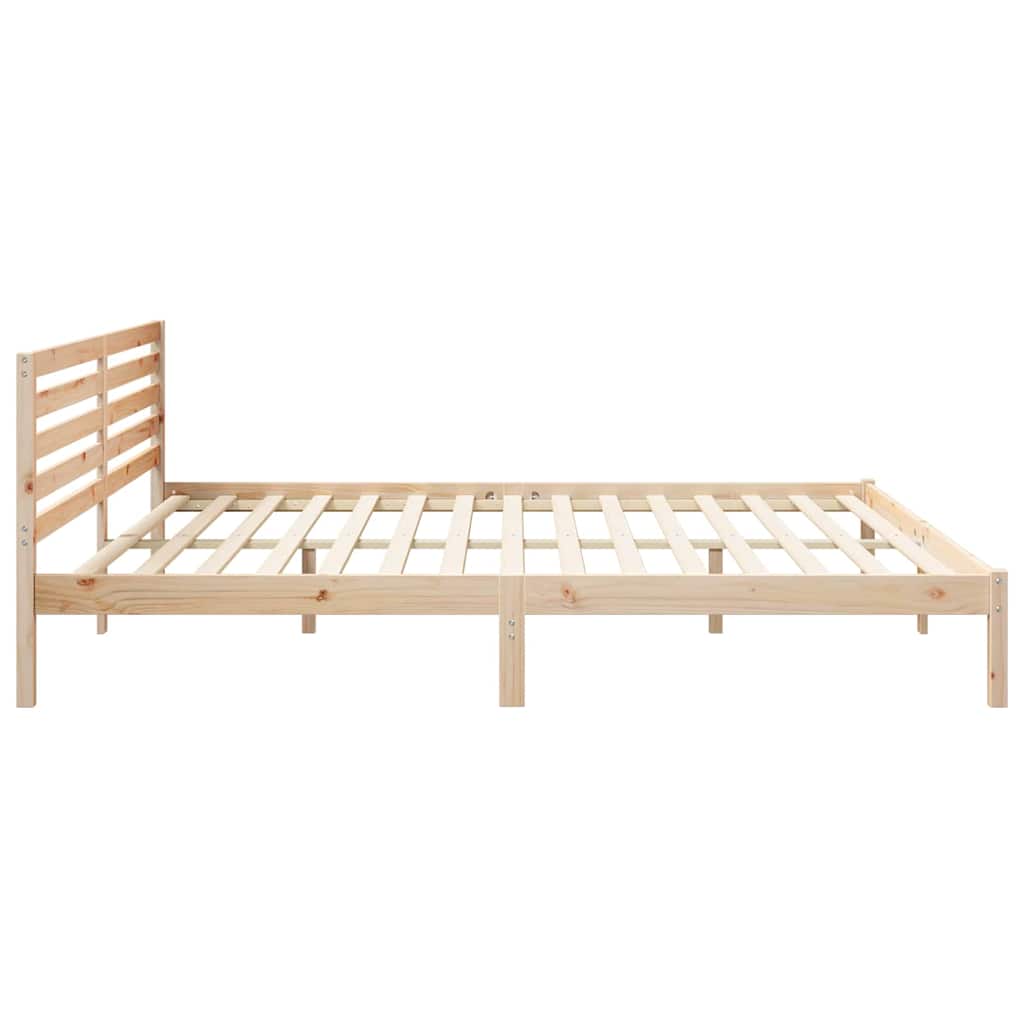 Sengestel med hovedgærde Brun 200 x 220 cm Massiv fyrretræ