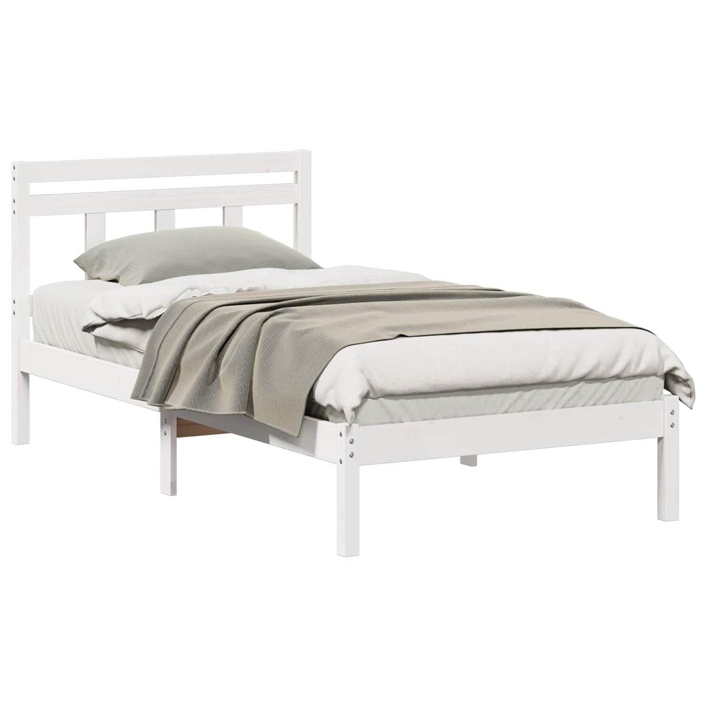 Sengestel Hvid 100 x 200 cm Massiv fyrretræ