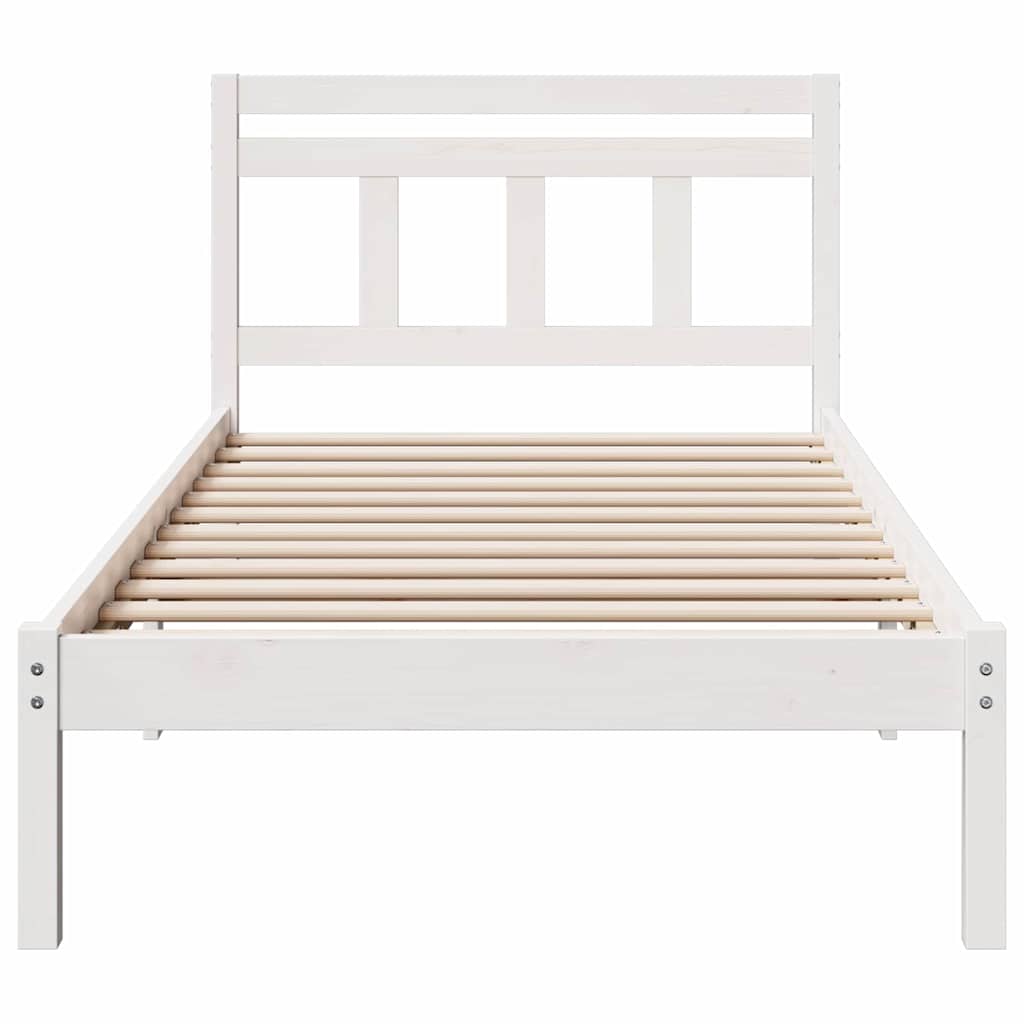 Sengestel Hvid 75 x 190 cm Massiv fyrretræ